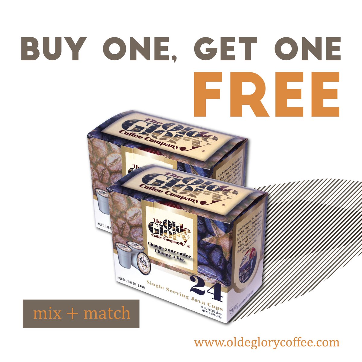 OldeGloryCoffee's tweet photo. we're having a BOGO sale on our Single Serve Cups! https://t.co/zEv2c3xXW1 https://t.co/Ph9XTCItcR