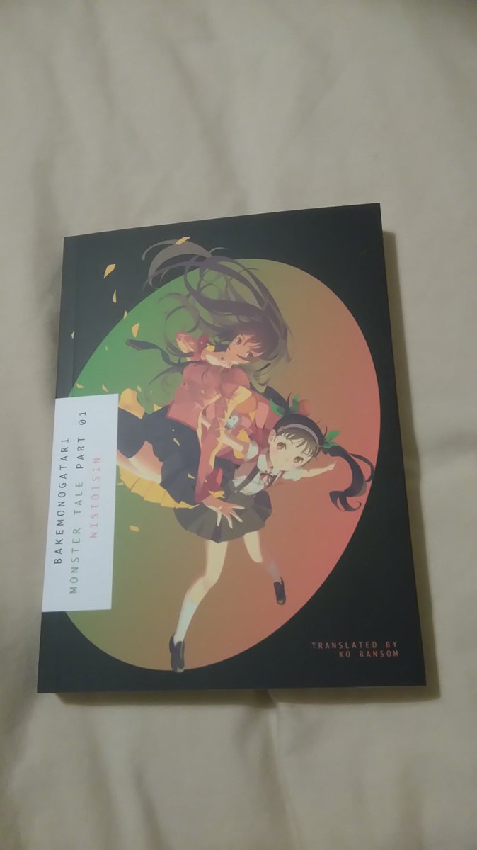 etchi's tweet photo. New light novel from @vertical_ed #bakemonigatari vol.1 of 3 again looks amazing, looking forward too more light novels from vertical 😇 https://t.co/5wFXdRrTh6