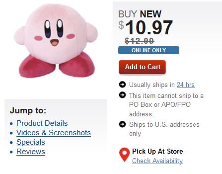 kirby plush gamestop