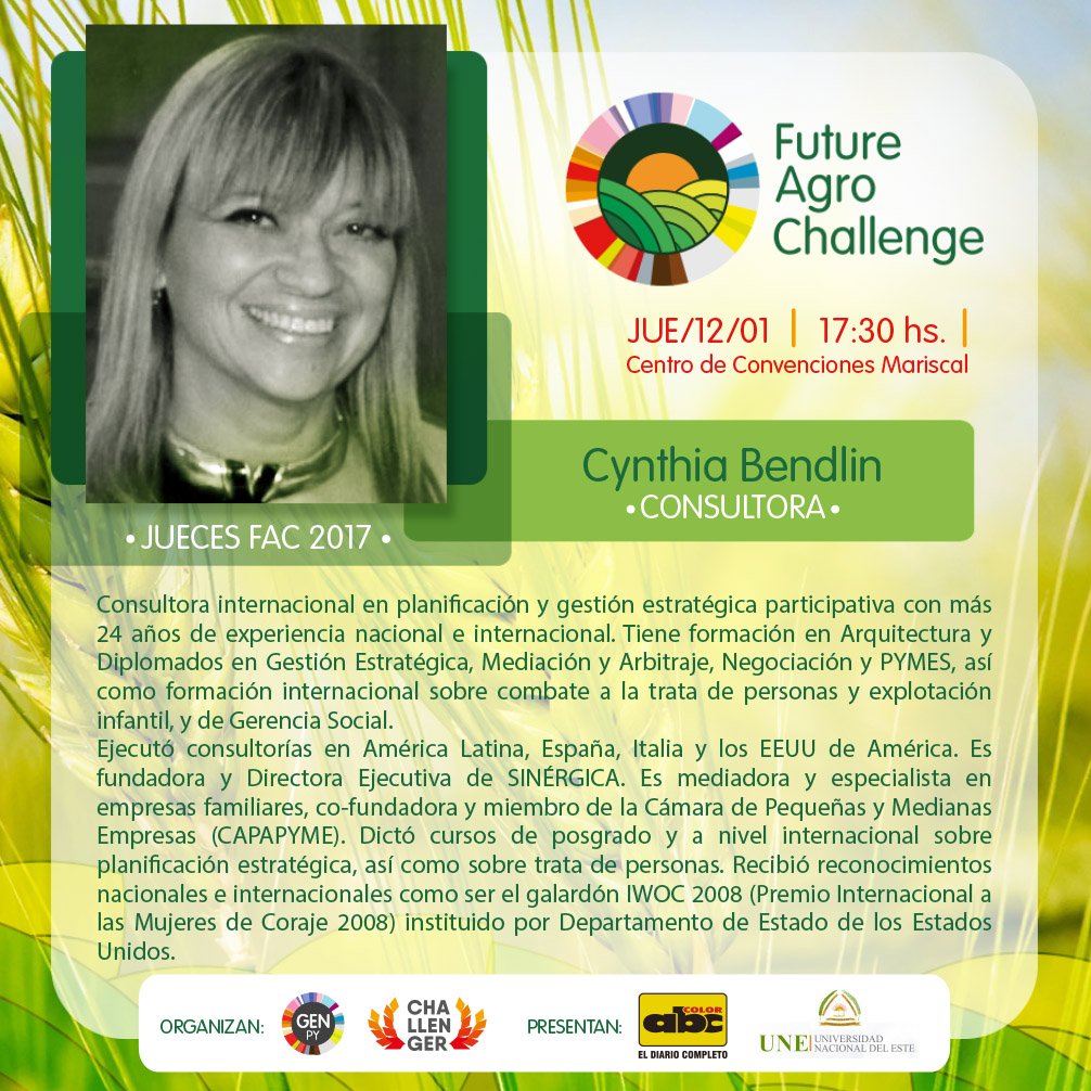 Challenger_Py's tweet photo. Cynthia Bendlin es una consultora internacional en planificación y gestión estratégica participativa.
Compartir es un orgullo
#facpy #juez https://t.co/o0w1DcH1sM