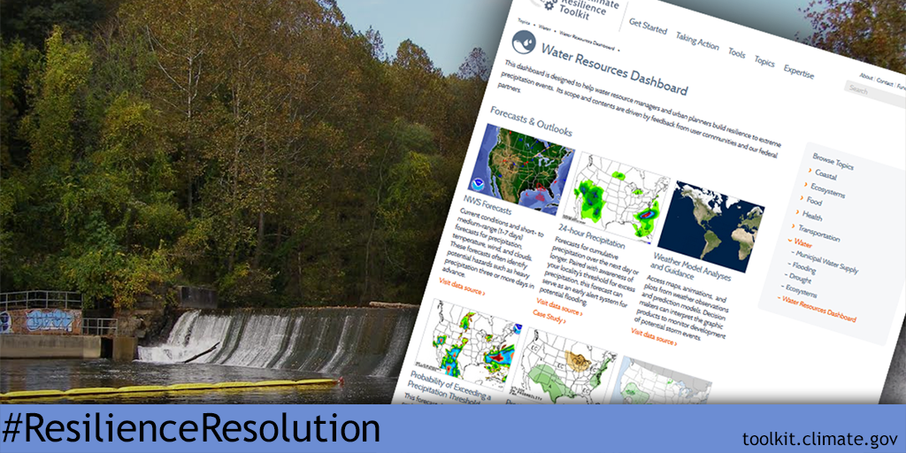 NOAAClimate's tweet photo. #ResilienceResolution: Water resource managers & urban planners should head to the Water Resources Dashboard! https://t.co/2ynV1LdtNR https://t.co/q0n8Kirq69