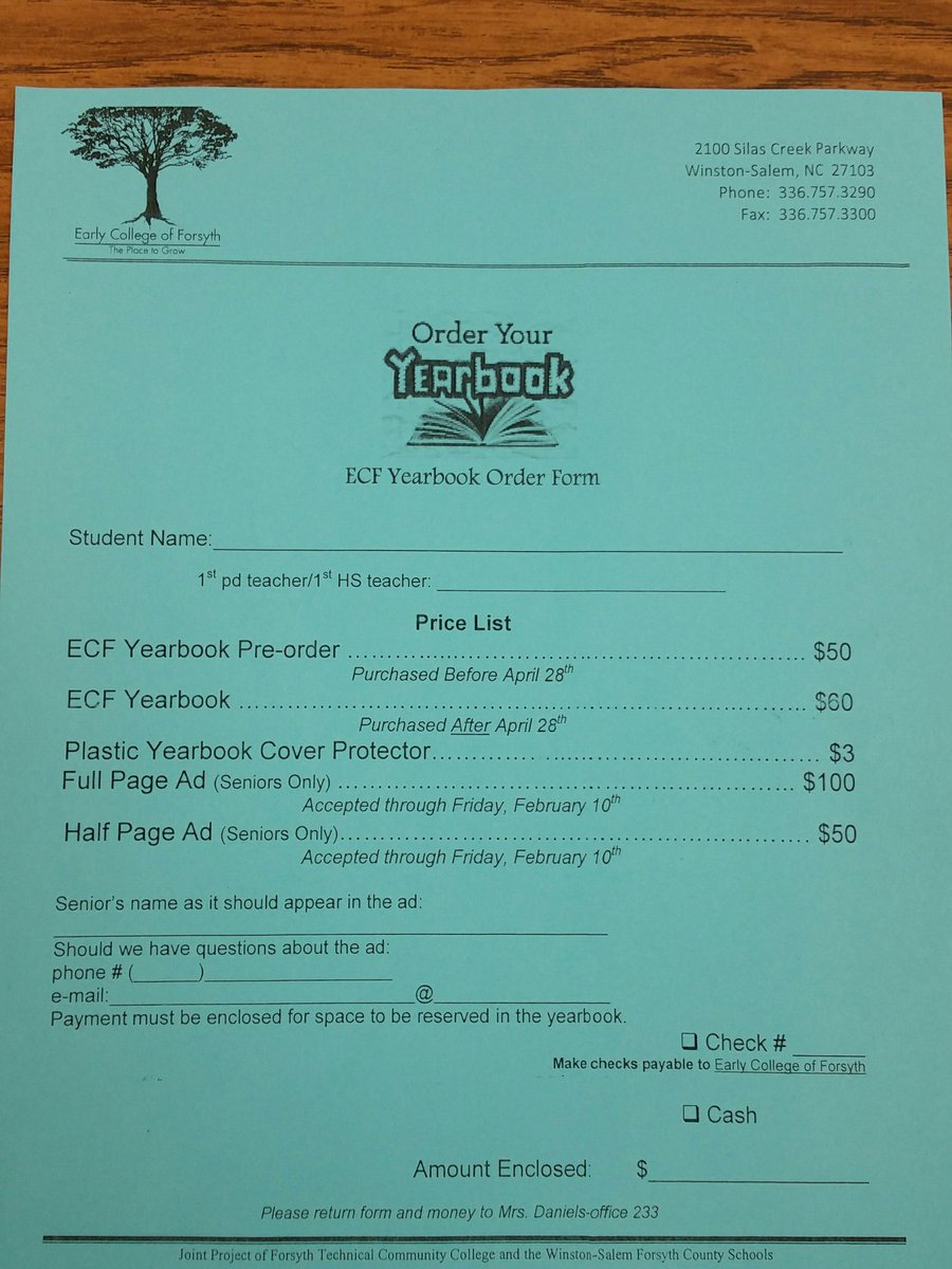 EC_Forsyth's tweet photo. Yearbook/Senior Ad Order Form https://t.co/4VmgqdaDv9
