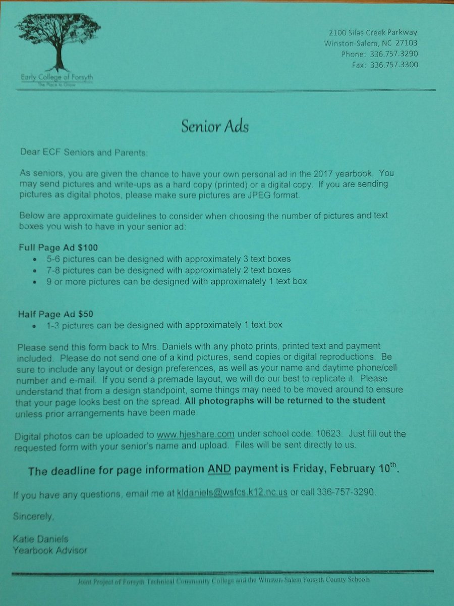 EC_Forsyth's tweet photo. Yearbook/Senior Ad Order Form https://t.co/4VmgqdaDv9