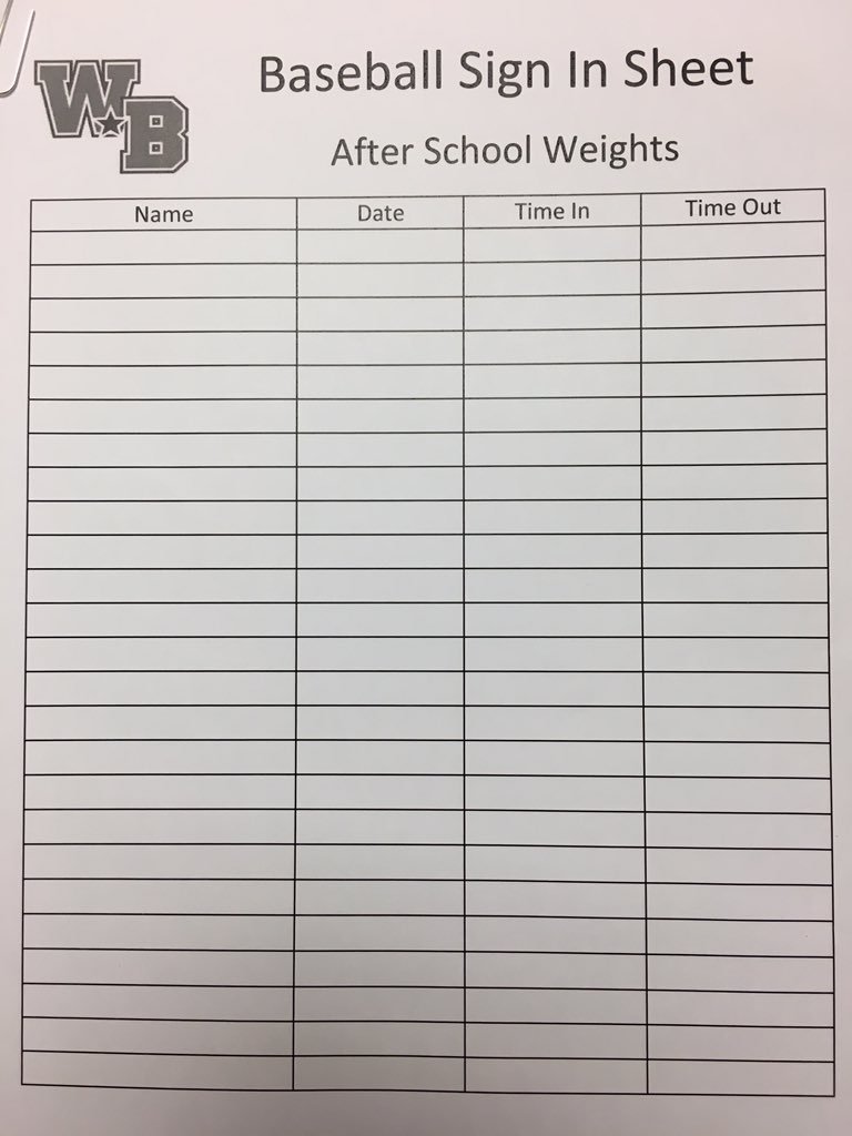 Monday's and Wednesday After School Weights. There's a sign in sheet for the baseball guys.