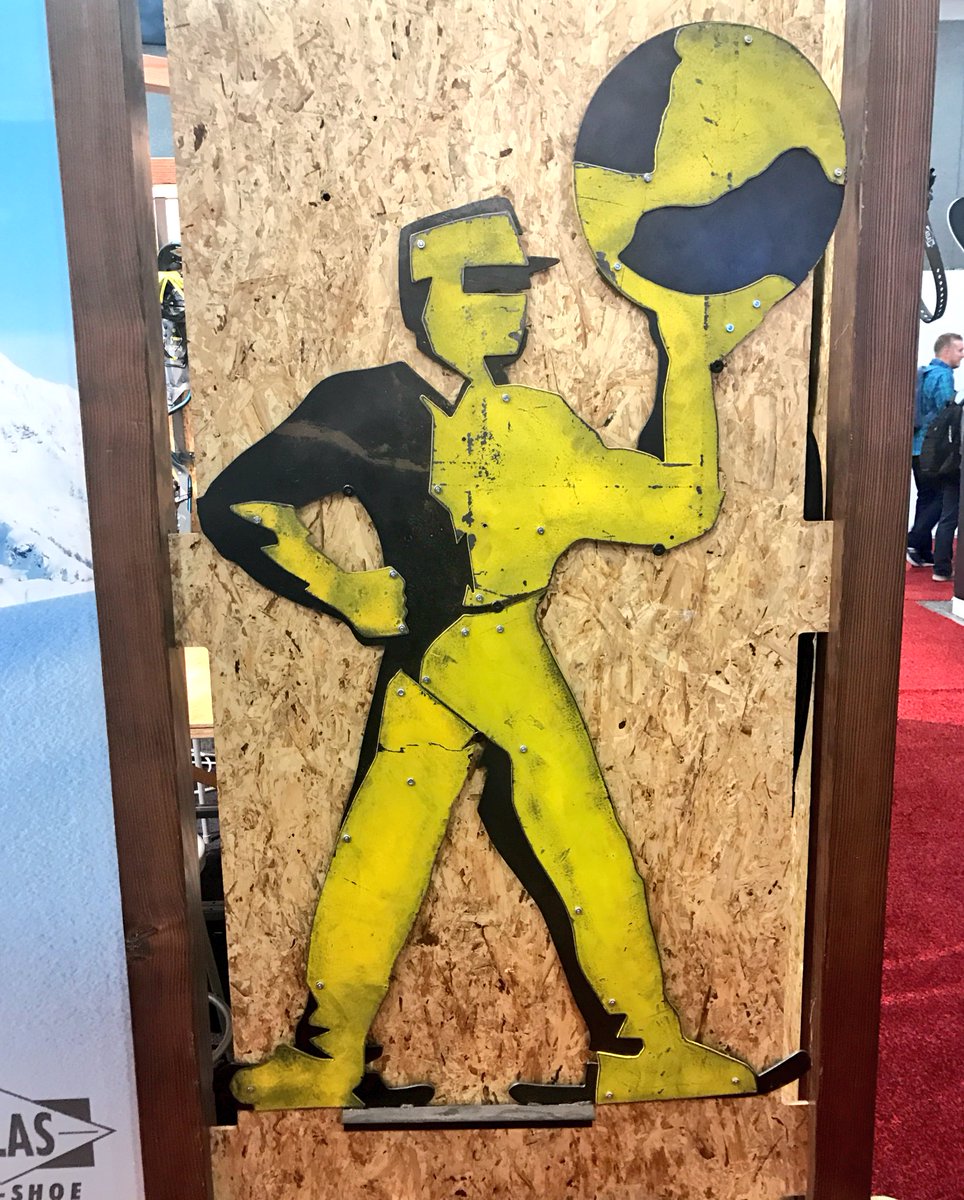 TradeShowCritic's tweet photo. Character mashups make new from old. @AtlasSnowShoeCo merges Greek mythology with the @TheOrkinMan to make a stencil. #ORshow #IApprove https://t.co/sFgFlsjvM4