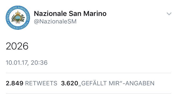 BuLiGossip's tweet photo. Ein Unentschieden in der Quali könnte für San Marino in der Quali ja auch schon reichen...😂 #wm2016 @NazionaleSM https://t.co/CwxErMEY9G