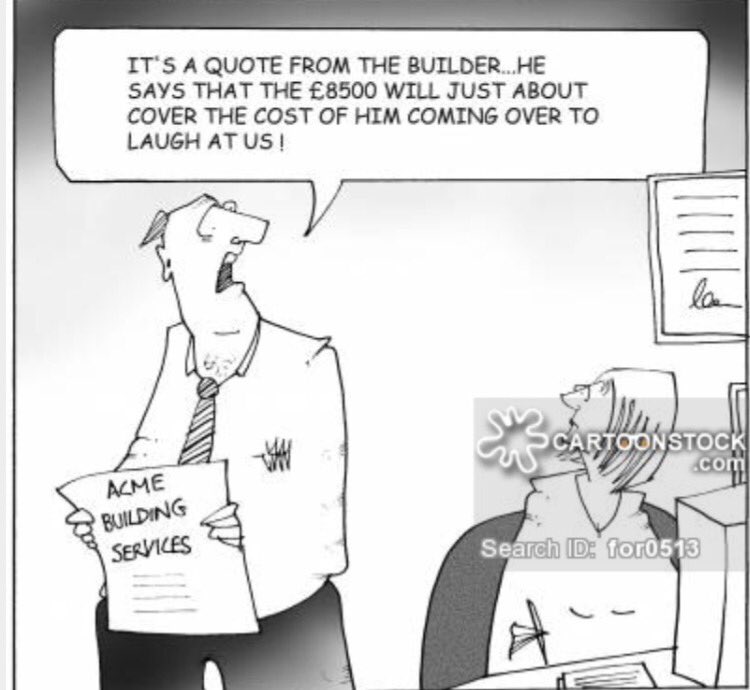 wellbeing_chiro's tweet photo. Do you agree that getting builders quote can be amusing! #builers #estimates #extension https://t.co/0fgm0RBHjd