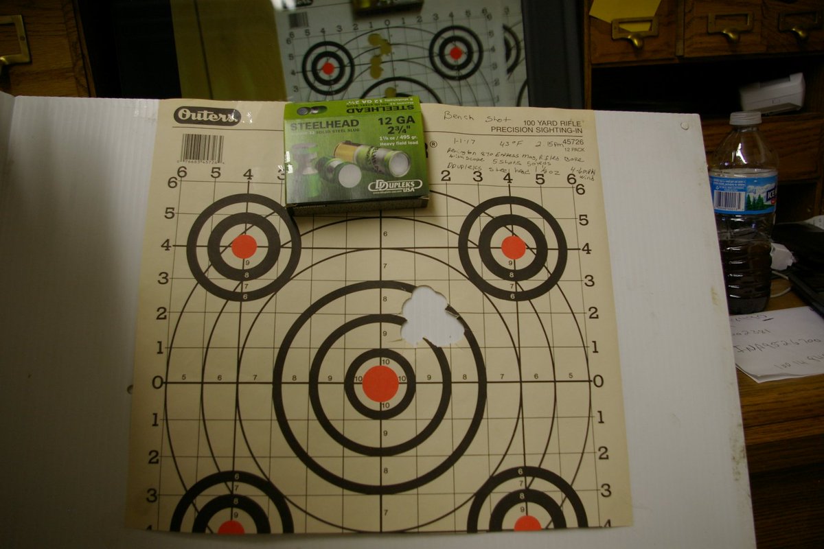 DDupleks's tweet photo. Accuracy test with Remington 870 Express Magnum. Distance - 50 yards,  12 GA, rifled bore. https://t.co/DKsnd4kV15