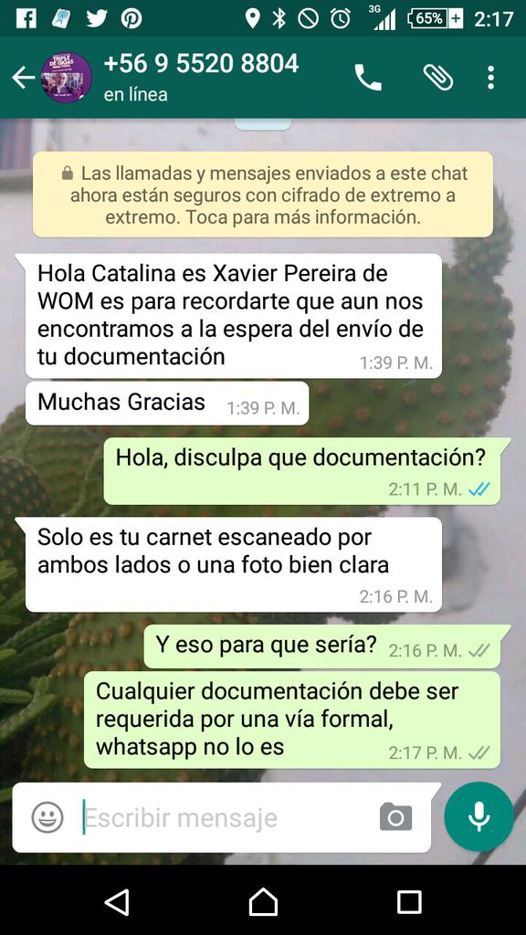 #wom pidiendo documentos vía #whatsapp?  tengo contrato hace meses y ahí envié todo <a href="/womchile/">womchile</a> así funciona la cosa?