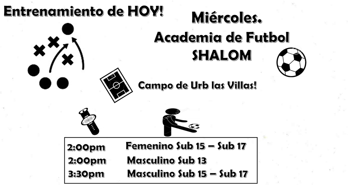 fcshalom2014's tweet photo. #ENTRENAMIENTO Asi arrancamos este miercoles en nuestros portales. 
Recordando la hora de entrenamientos!
#SANJOAQUIN #CARABOBO https://t.co/6pixZ4Jy6y