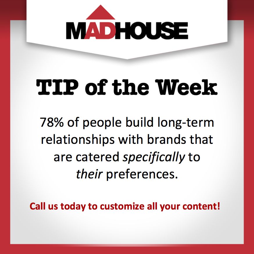 MadhouseAD's tweet image. 78% of consumers build lasting relationships with brands that cater to them (per @salesforce) #MADtips #madhouse #marketing #brands #toronto