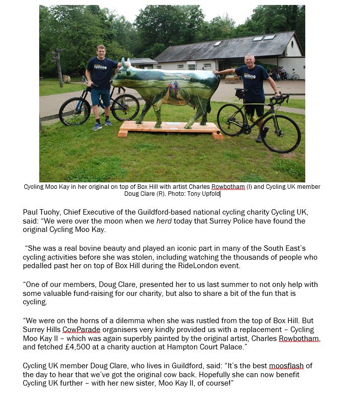 We're over the moon about <a href="/SurreyPolice/">Surrey Police</a>'s work in rounding up the rustlers and finding #CyclingMooKay this morning - our reaction below: