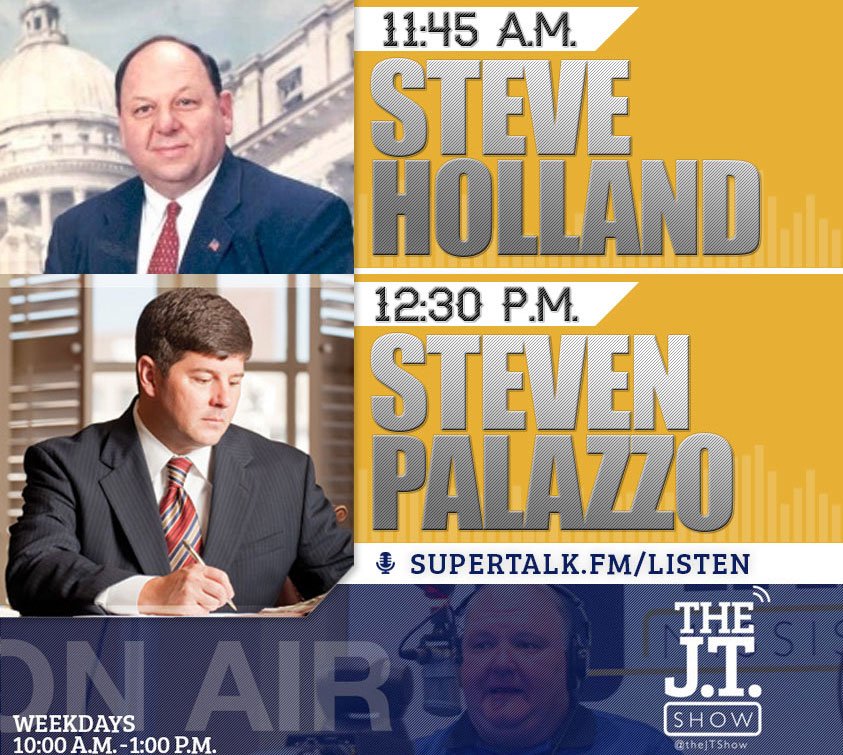 TODAY on <a href="/thejtshow/">Jaay Tee</a> 
➞ 11:45 - Rep Steve Holland on the '17 #msleg 
➞ 12:30 - Congressman <a href="/StevenPalazzo/">Steven Palazzo</a> on Trump vs Obamacare