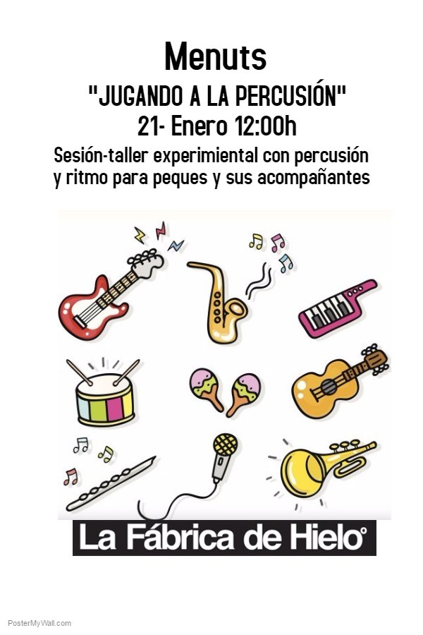 vlckids's tweet photo. Jugando a la percusión @LaFabricaDHielo con Sergio Martinez  
21/1  12.00
7€
Traer un instrumento u objeto https://t.co/Kg3pXLShoO