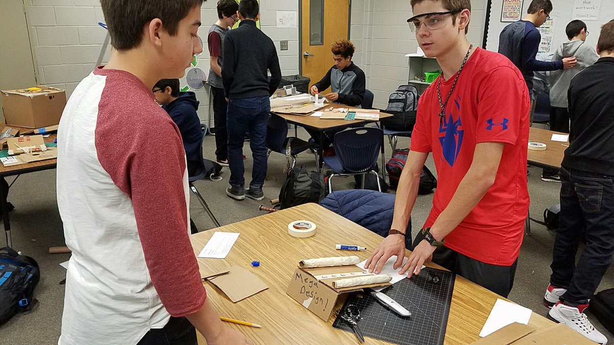 MillCreekEPIC's tweet photo. #MCpbl Engineering students worked on ramps for @Sphero robots today! Will they work? Stay tuned tomorrow for results!! #LearningByDoing https://t.co/Z83PPeuIFv
