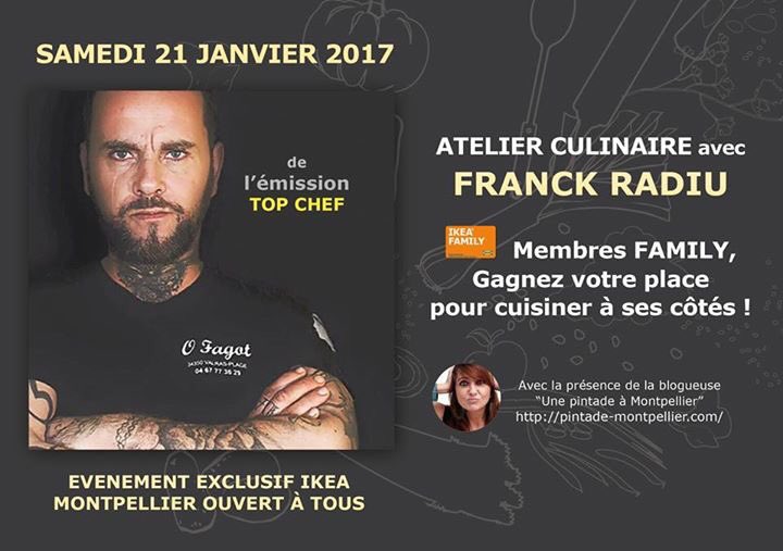 PintadeMtp's tweet photo. Qui va cuisiner avec @RadiuF du restaurant #OFagot ?! C'est mouuuaaa !! Viens ! #atelierCuisine #FranckRadiu #montpellier @IKEA_France https://t.co/Ts7RJcQztv