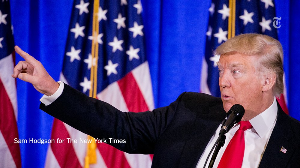 nytimes's tweet photo. All our fact checks of Donald Trump's news conference https://t.co/K78LqLmT86 https://t.co/RNcoYrywWW