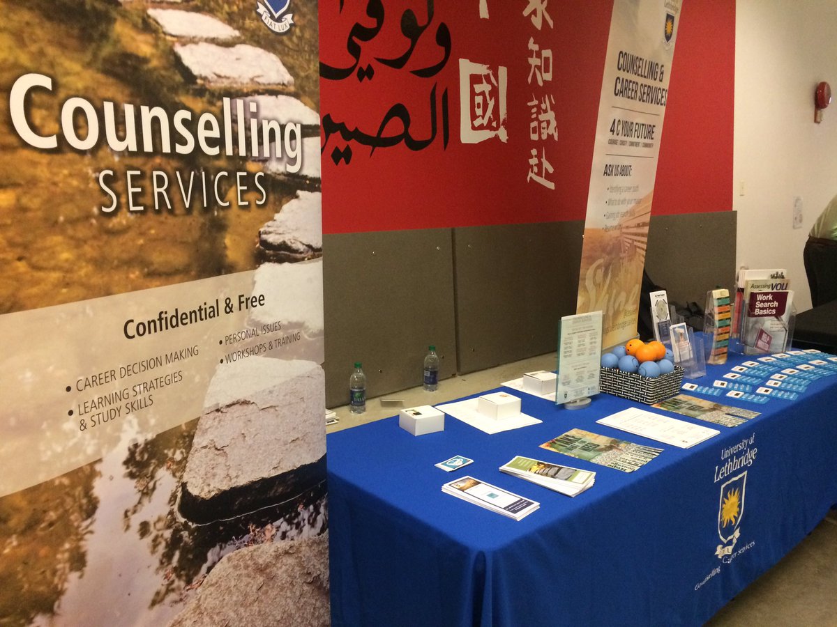 cesuleth's tweet photo. We're hanging out at the Student Services Fair in the PE Atrium until 2pm today. Come visit! #uleth #WeHaveCoolSwag https://t.co/sVIErPcir5