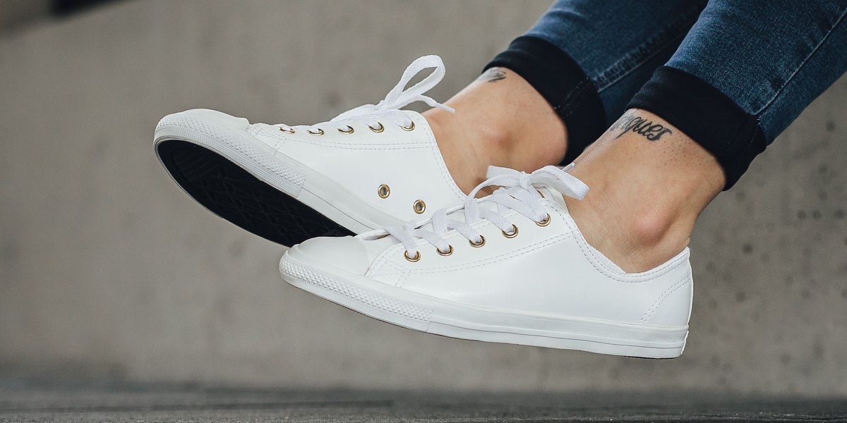 converse dainty ox white and gold