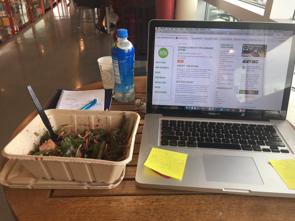 Supporting @zachtheatre today by having lunch @WholeFoodsATX !! come on by! 5% of sales support the arts!