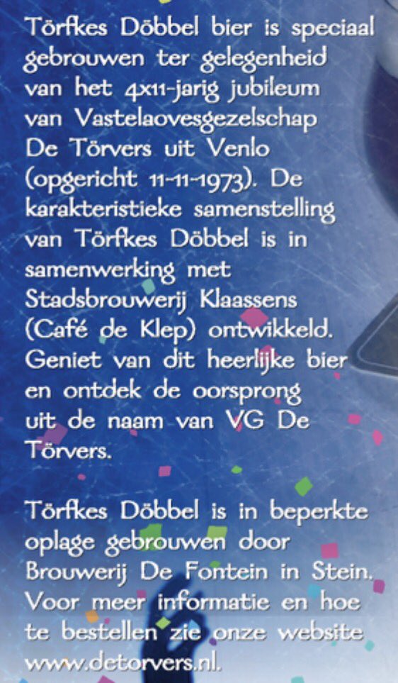 Vanaaf noow te koup beej <a href="/PlusBenders/">Plus Benders</a> Venlo - ós eige "Törfkes Döbbel" jubelbeer! Glaas zien te bestelle via ós site.
#Weej_jubele_4x11_jaor