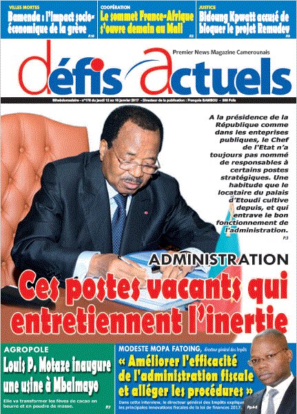 defis_actuels's tweet photo. La Une du bihebdomadaire Défis Actuels du 12 au 16 janvier 2017. https://t.co/AWUFMzGzuY