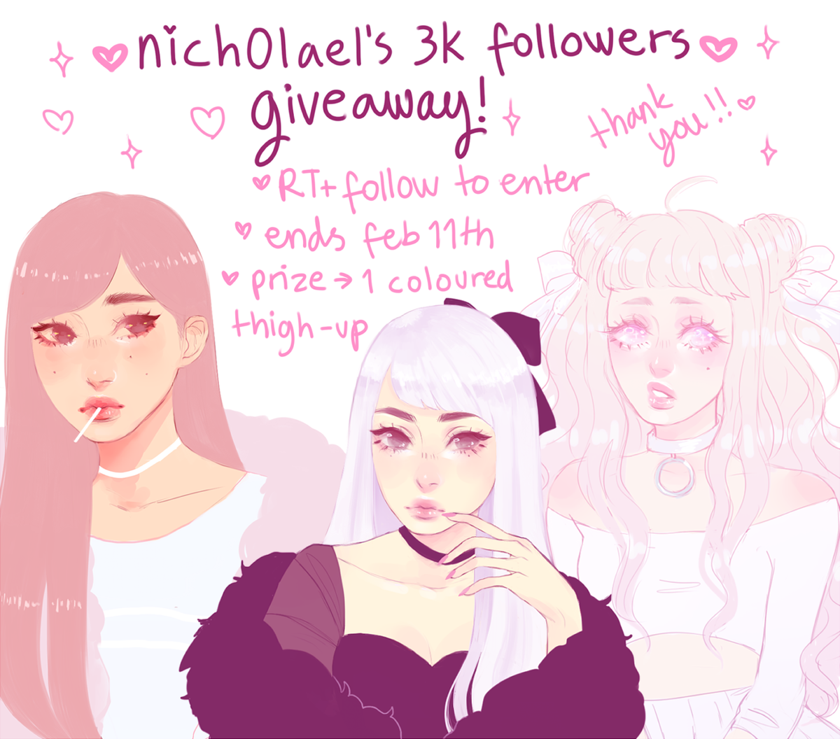 nich0lael's tweet photo. hosting my first art giveaway for my followers! thank you guys for always supporting me!!♡♡♡ T_T https://t.co/2ptwjqCnod
