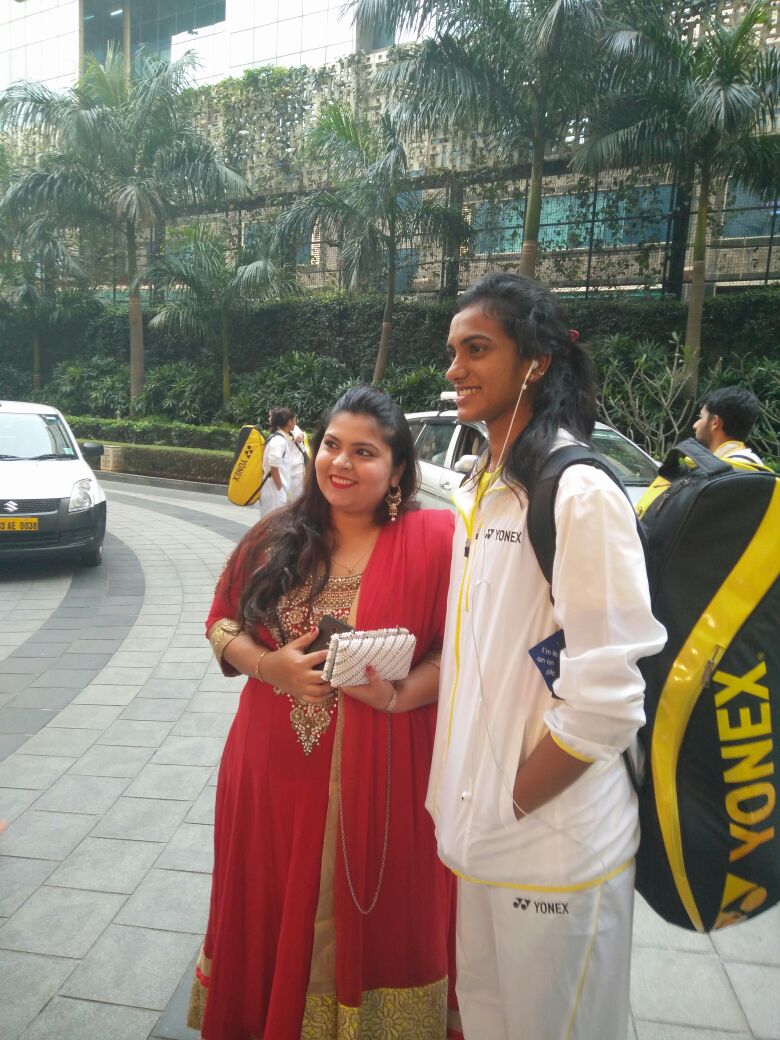 AshmaKhoja's tweet photo. Happiness is meeting you 😊😊😊 @Pvsindhu1   wishing you and team All The Very Best ❤❤❤ #badminton #BPL https://t.co/3XFGvXELsQ