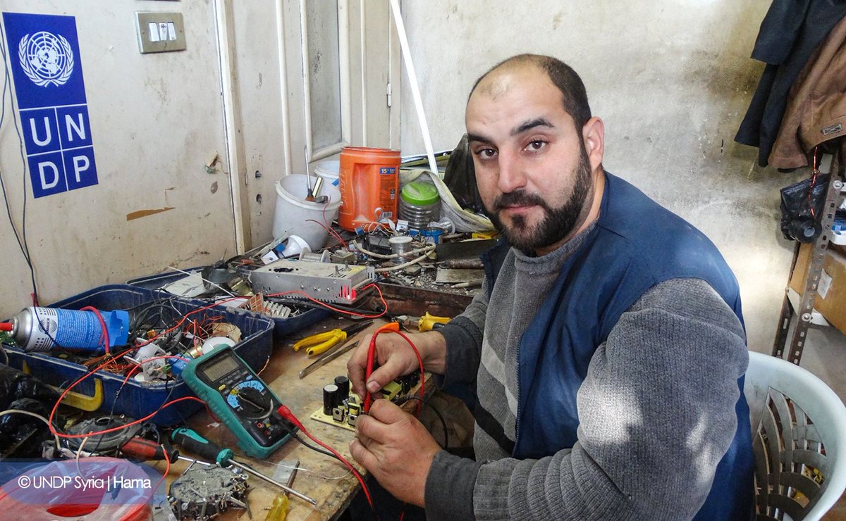 UndpSyria's tweet photo. Vocational training&distribution of toolkits helping many aff #Syrians 2master necessary skills 4 job&start new businesses. UNDP& #KuwaitAid https://t.co/59SQRmOOG4