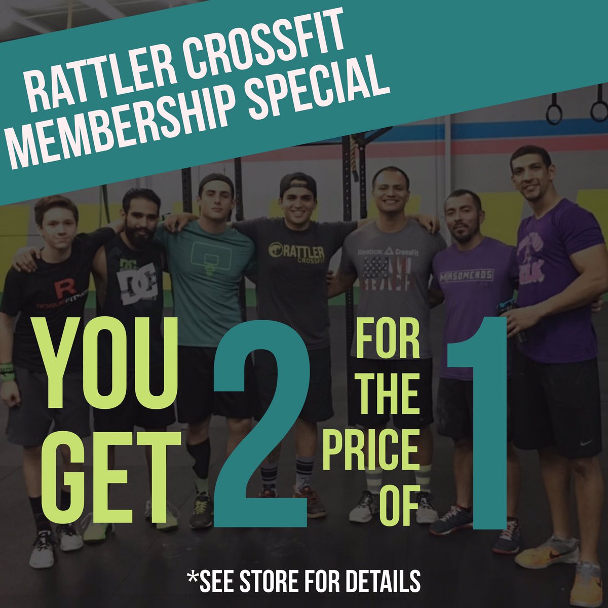 RattlerCrossFit's tweet photo. ONLY $99

For the first two months of your crossfit membership. 

#2for1 #crossfit #bemorehuman #fitnessjourney #misfitathletics #bogo https://t.co/imqGRcdcmS