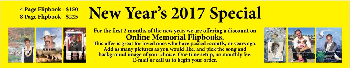 Share your loved one's memories online anywhere, forever, with a Memorial Flipbook link, from ryalways.com  #specials #funeral