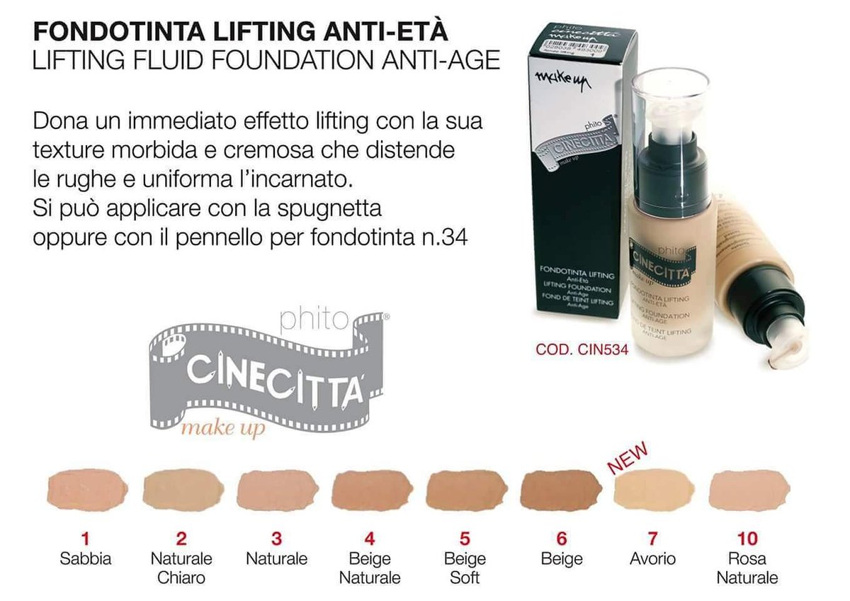 Cinecittamakeup's tweet photo. #Fondotinta Lifting #Cinecittàmakeup #phitofarma 
Effetto lifting,  distende le rughe e uniforma l’incarnato.
https://t.co/7FY5sxaJA2 https://t.co/1SkE4FfTvs