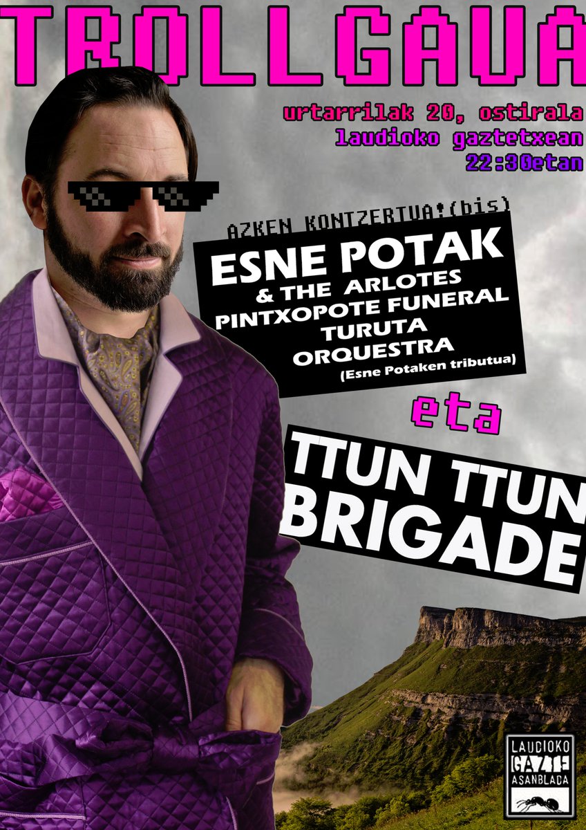 Olisss! Datorren urtarrilaren 20an gure azken kontzertua (bai, berriz) eskainiko dugu @LaudioGaztetxea-n, <a href="/ttunttunbrigade/">🌯 TTUN TTUN BRIGADE 🍷</a> handiyekin batera