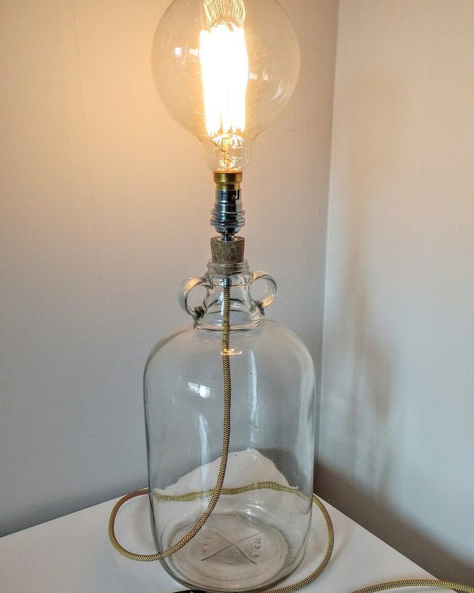 Howson200's tweet photo. #upcycled Demijohn lamp anyone? 3 available, choose your flex colour #HandmadeHour https://t.co/cJHBLc5g2r