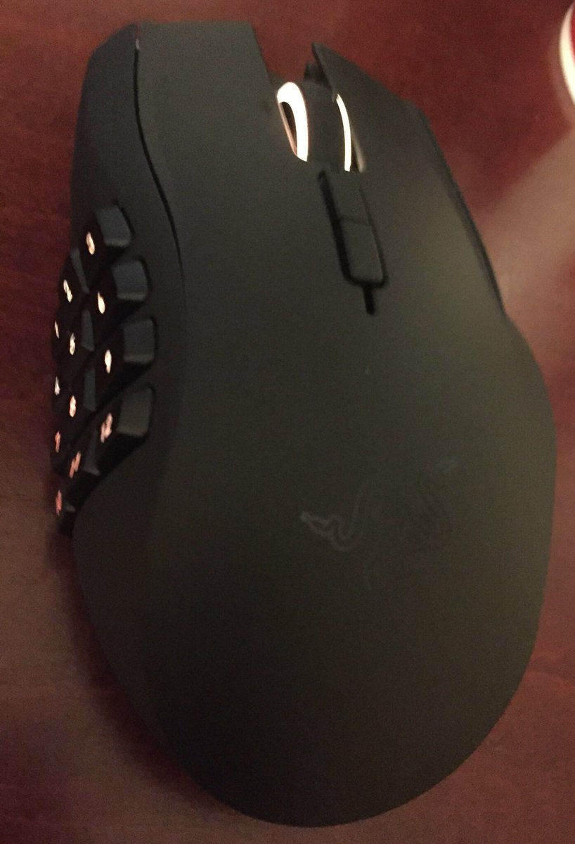 Kyledavy's tweet photo. @Razer  why make a chroma naga and not have the razer logo light up? My regular naga does... makes no sense https://t.co/MjDA2OtFYr