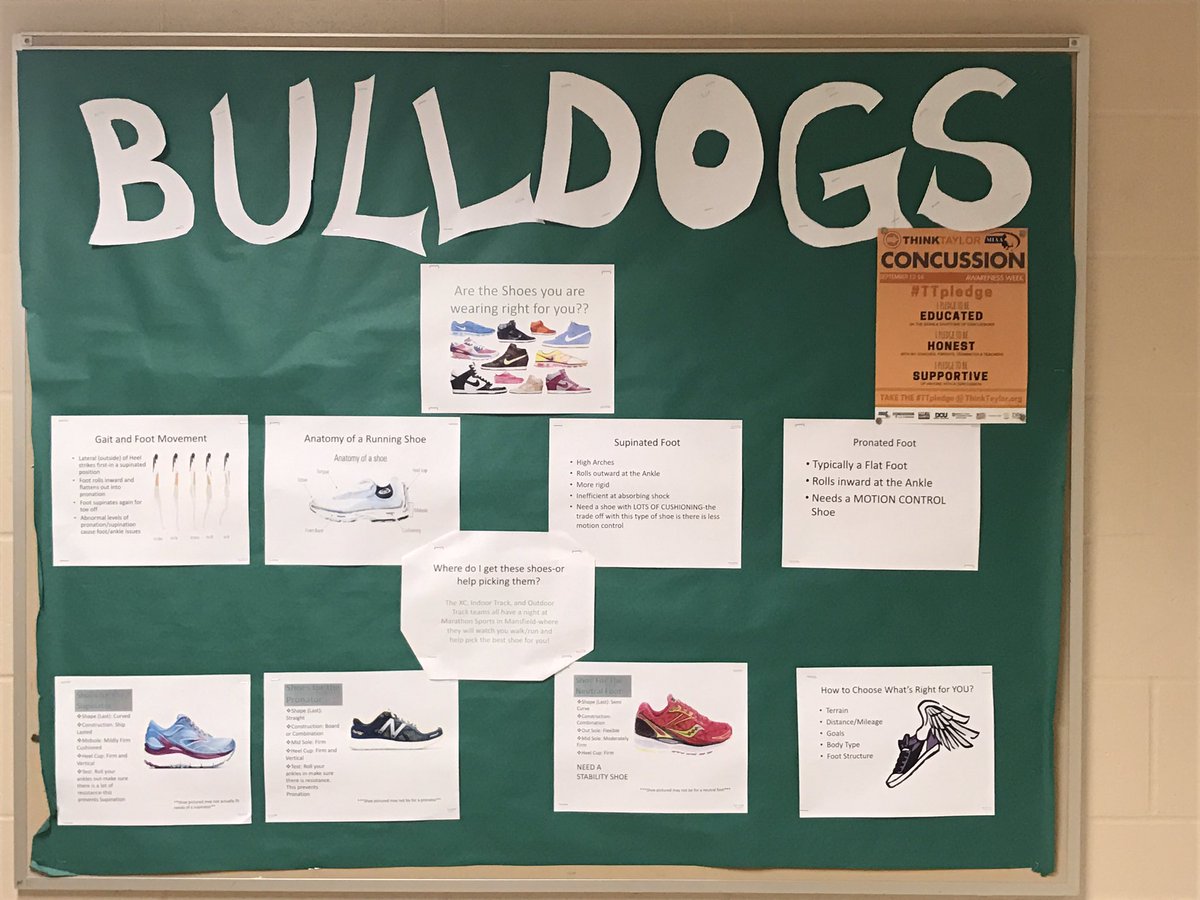 CantonBulldogAT's tweet photo. Come by and check out the new bulletin board about running shoes! @CHSEXCEE @CHSbulldogTRACK #rundogs🐶 https://t.co/VNk6hjqcaf