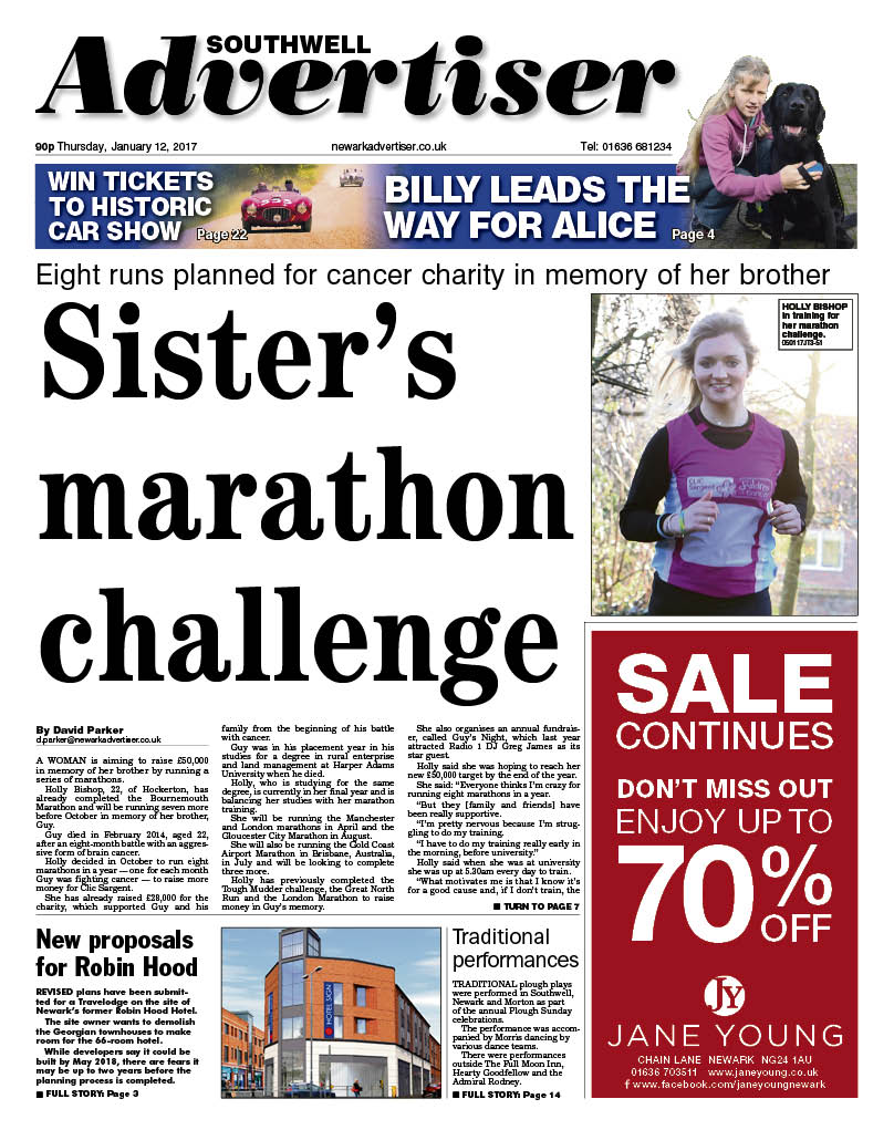advertisergroup's tweet photo. Your first look at Thursday's Southwell Advertiser: Sister's marathon challenge https://t.co/eismrHdOZo