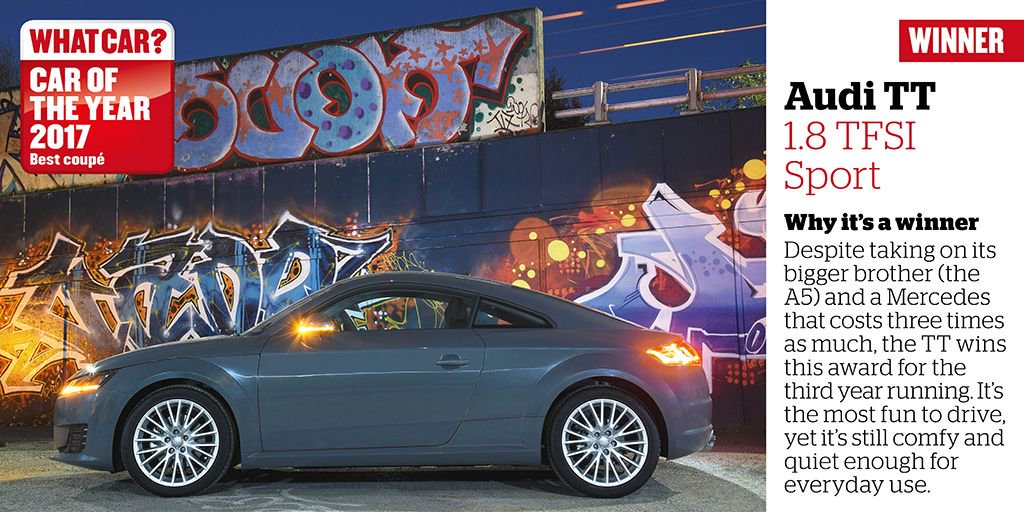 whatcar's tweet image. We love the @Audi TT - it's our Coupé of the Year for the third year running #whatcarawards