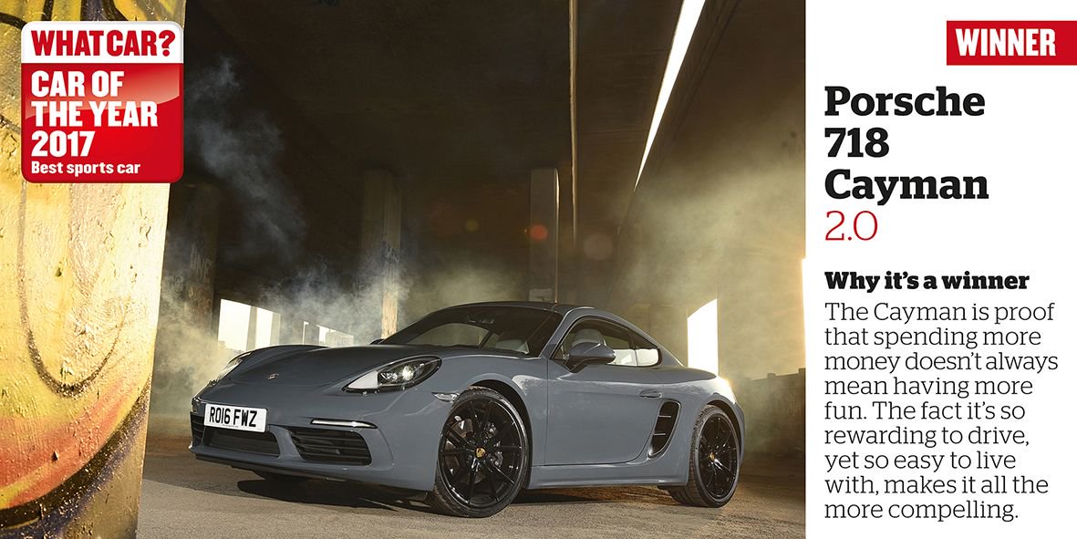 whatcar's tweet image. Taking the Sports Car of the Year award is… the @Porsche 718 Cayman #whatcarawards