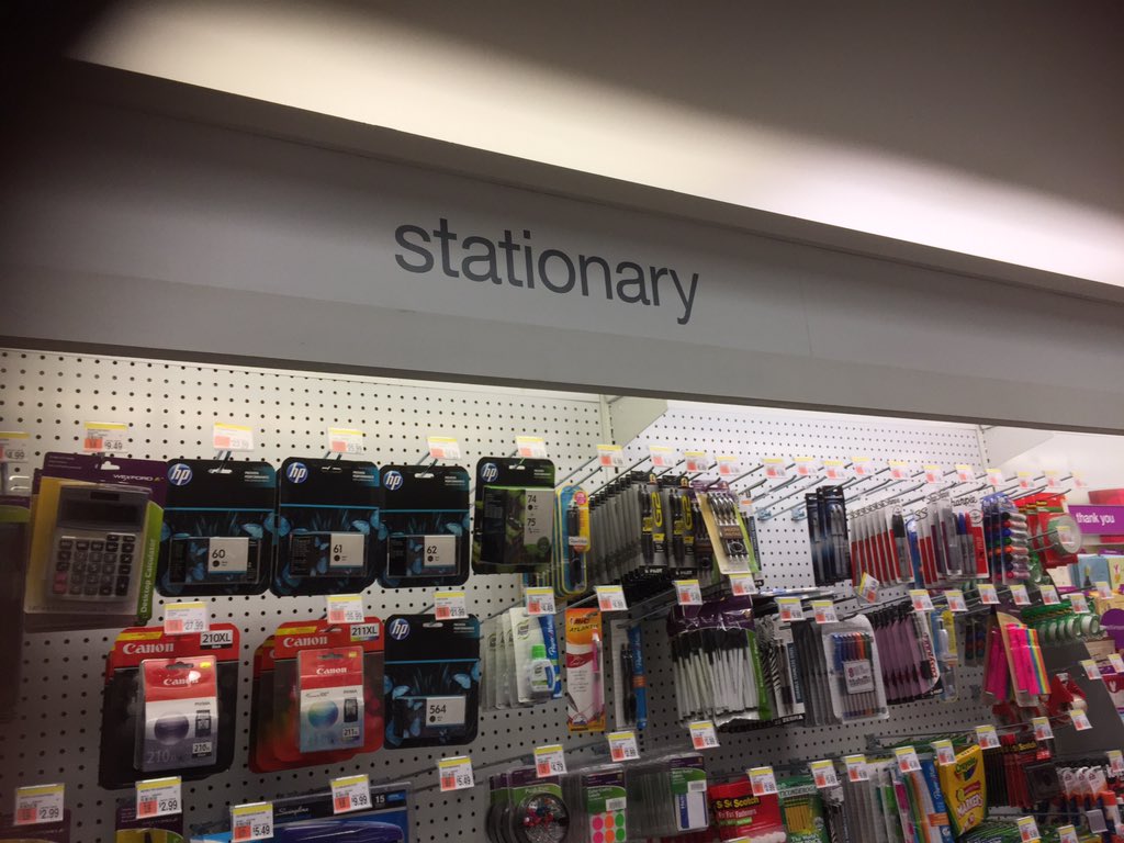 NewYorkInsider's tweet photo. Unless you mean the paper is motionless, @DuaneReade, the spelling you are seeking here is "stationery" #pennstation #nyc https://t.co/DoER8vgAo9