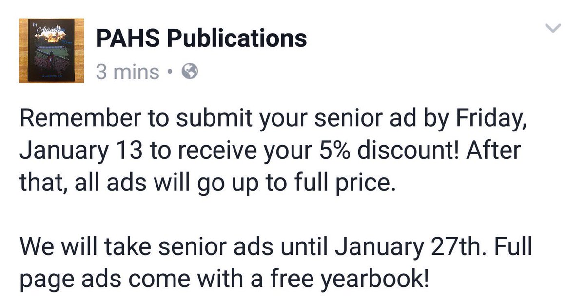 pahspub's tweet photo. SENIORS! Last chance! https://t.co/v29ItgutRq
