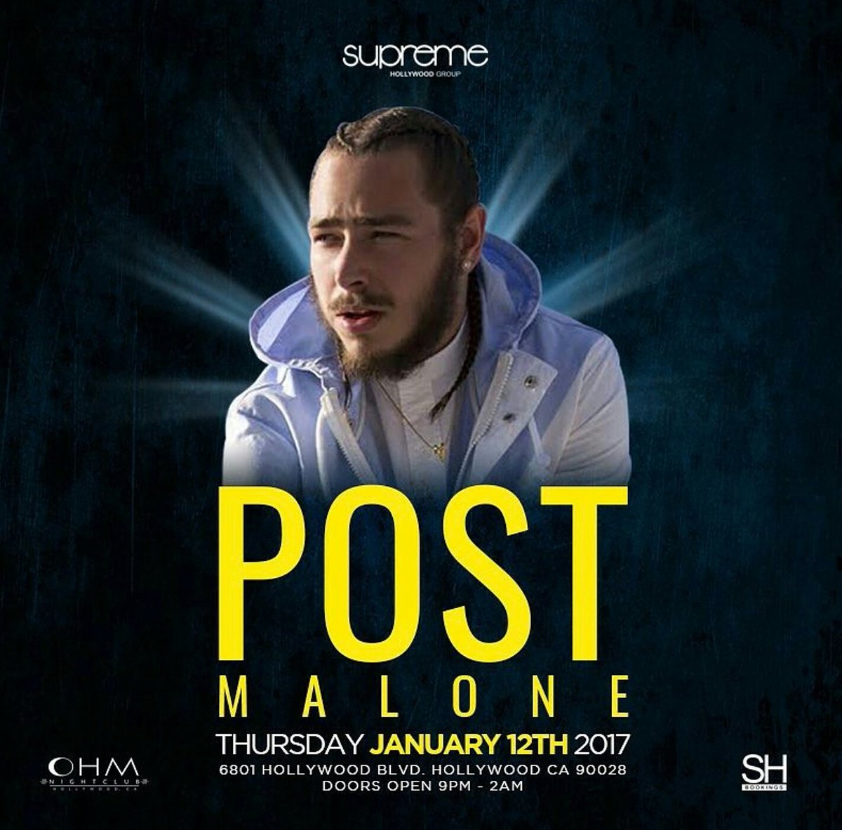 Thursday January 12th 2017 <a href="/PostMalone/">Post Malone</a> at #OHMNightClub in Hollywood #Rt