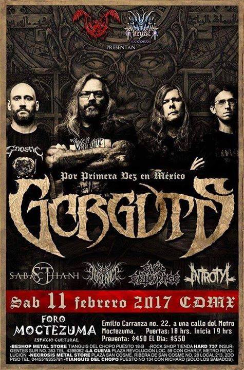 _TheAbstract_'s tweet photo. Sábado 11 de Febrero @GorgutsOfficial junto a @Sabacthani @EvilEntourage @Introtylmx y @_TheAbstract_ en @ForoMoctezuma https://t.co/E1wl0hcHuv