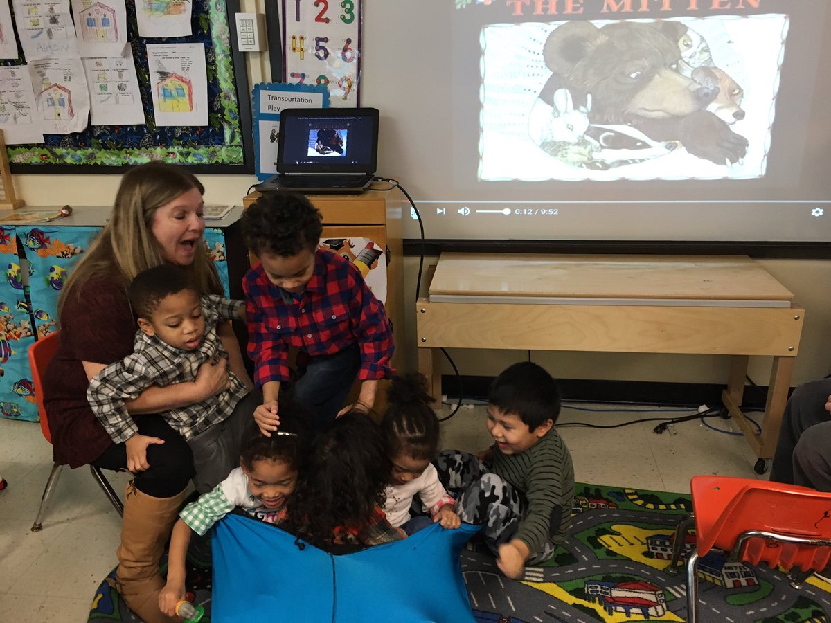 hillsidepk's tweet photo. It's been a Jan Brett kind of week. How many preschoolers can one teacher put in a mitten?.@HillsideES @hillside_media #laughlearngrow https://t.co/fNkeq2I7vr