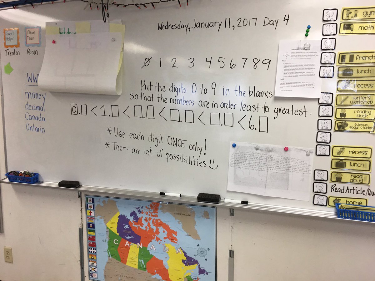 Ms_KSmart's tweet photo. Lots of thinking happening in 3C4 today with our grade 4's exploring decimals. #math #thinkingcaps #morethanonepossibility https://t.co/MISFCsy6Y7
