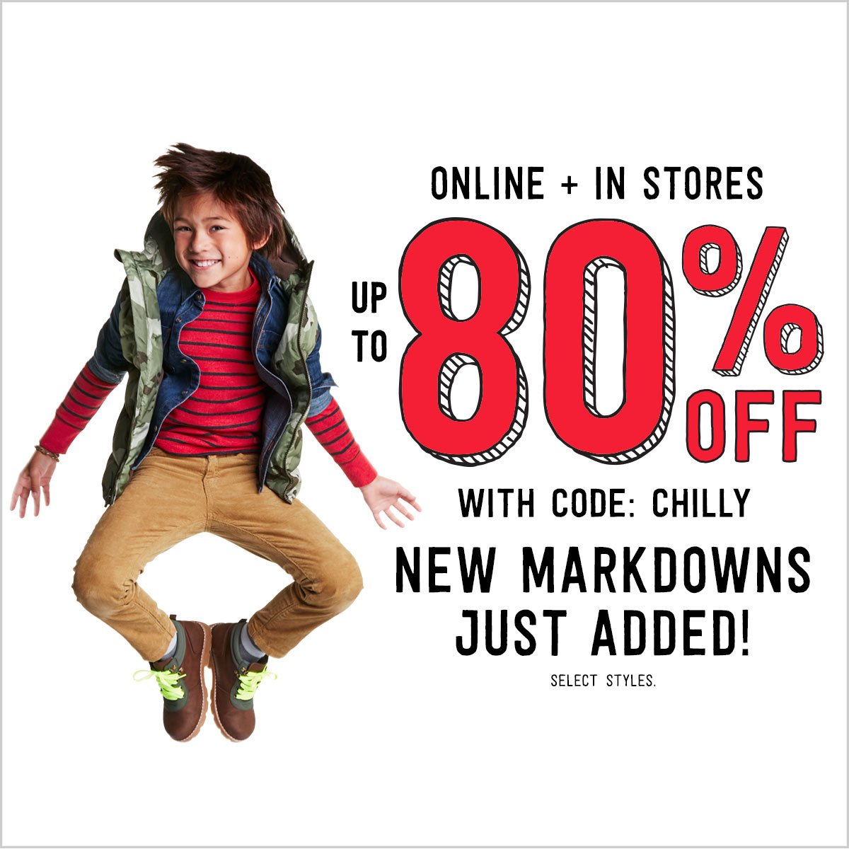 #Save up to 80% off now when using promo code: CHILLY! Offer valid in stores and online! Shop now: bit.ly/2j8p5Kk