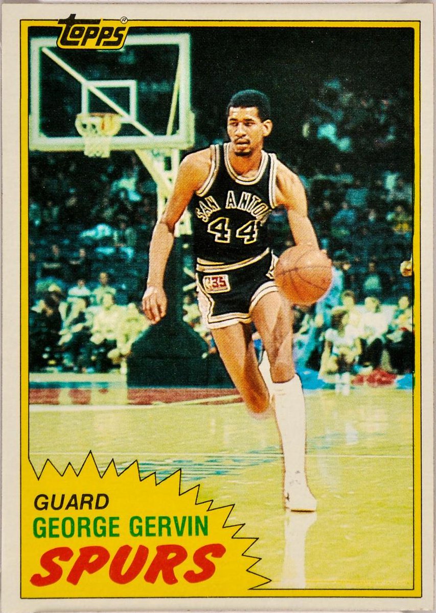 calebjsaenz's tweet photo. I don't know that the Topps '82 design is a classic, but I do know the whole set is worth it just for the beauty that is this Gervin card. https://t.co/NhbSBHFC1g