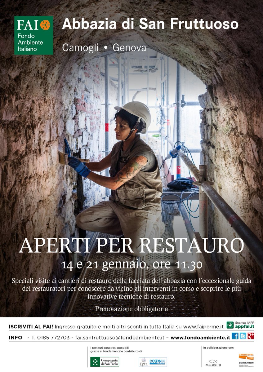 #abbaziasanfruttuoso #apertiperrestauro con arch. Roberto Segattini responsabile UT <a href="/Fondoambiente/">FAI</a> arch. Rita Vecchiattini ricercatore UNIGE