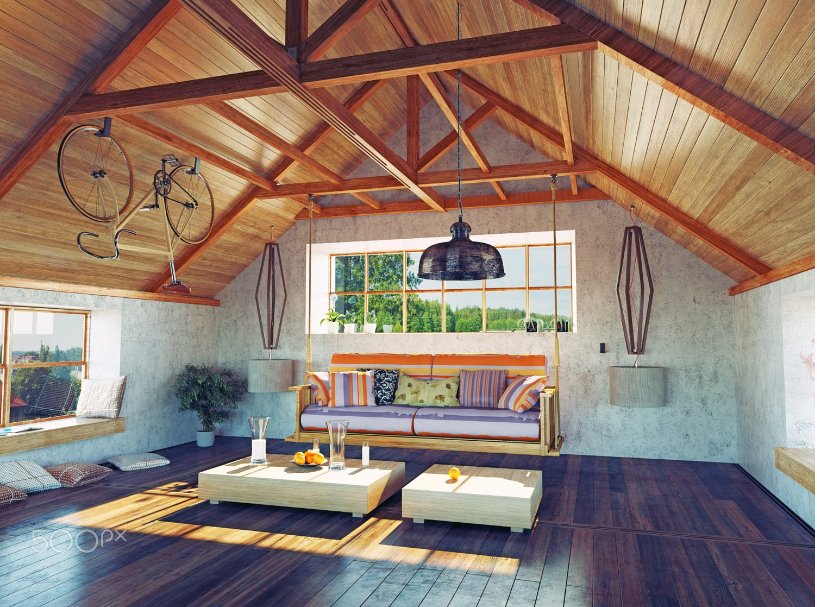 zitateam's tweet photo. Beautiful modern attic interior with hanging sofa. 3d design concept <3 https://t.co/93hy2Sk3n8