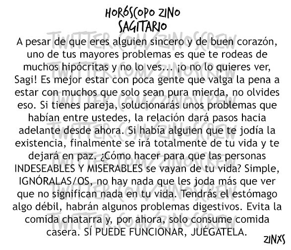 zinos__'s tweet photo. #HoyNosDrogamoZ
#HoróscopoZino #Sagitario https://t.co/cHQaRJa2Wd